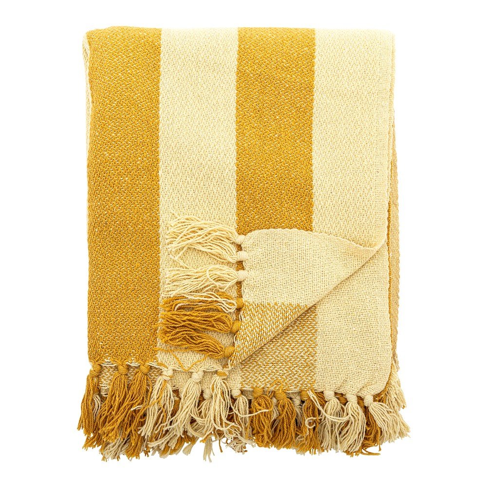 Pătură galbenă din bumbac reciclat 130x160 cm Frello – Bloomingville