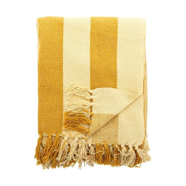 Pătură galbenă din bumbac reciclat 130x160 cm Frello – Bloomingville