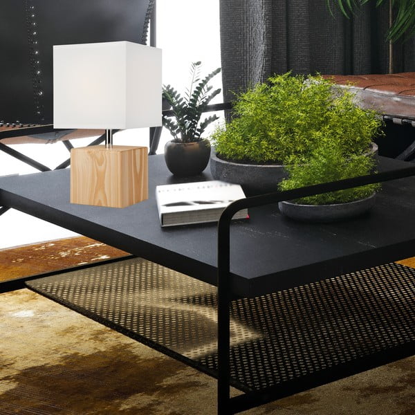 Veioză maro deschis cu abajur textil (înălțime 29,5 cm) Natura – LAMKUR-image-1