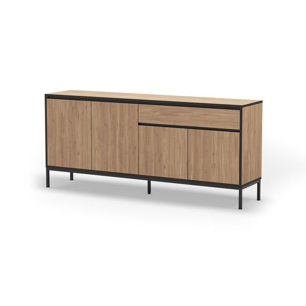 Comodă în culoare naturală joasă cu aspect de lemn de stejar 180x80 cm Lorenza – Marckeric-image-2