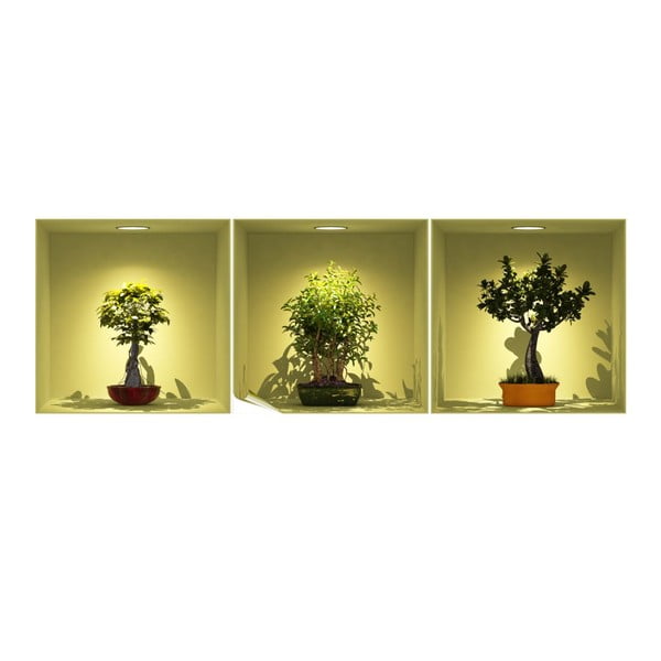 Set 3 autocolante cu efect 3D Ambiance Bonsai Trees On Spot-image-1