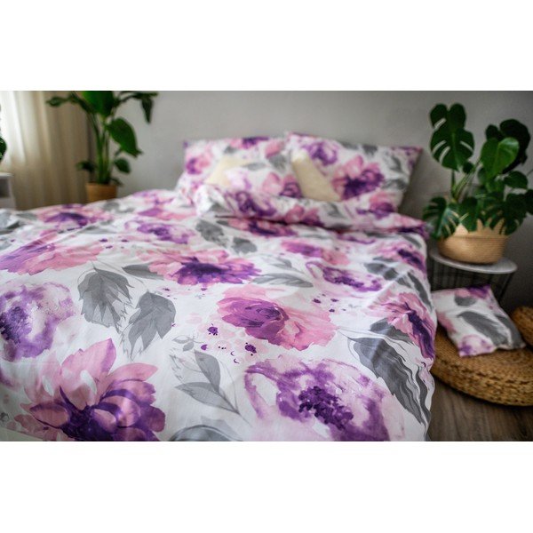 Lenjerie de pat din bumbac satinat Cotton House Penny, 140 x 200 cm, violet-image-2