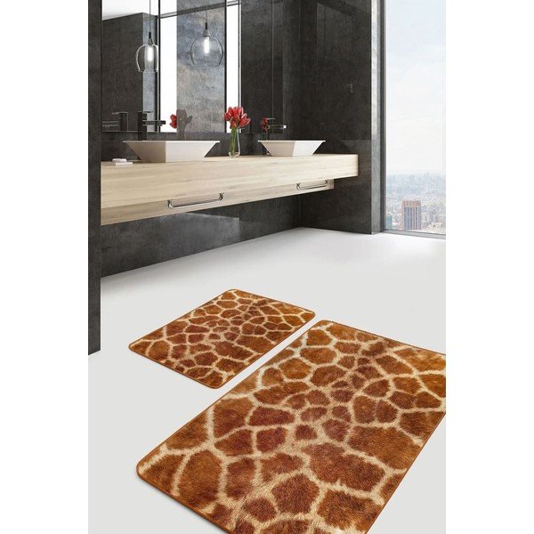 Covorașe de baie maro 2 buc. din catifea 60x100 cm – Mila Home-image-2