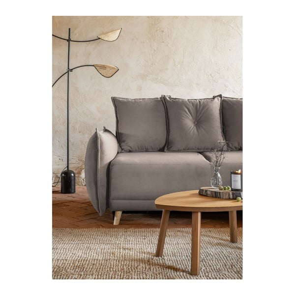 Colțar maro deschis extensibil cu tapițerie din catifea reiată  (colț variabil) Lazy Lukka – Miuform-image-4