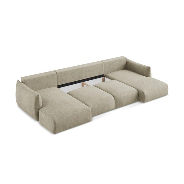 Colțar bej extensibil cu tapițerie din chenille (în formă de "U") Leila – Makamii-image-4