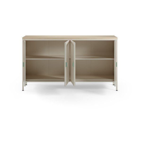 Dulap crem/în culoare naturală din metal 160x90x40 cm Sayla – Marckeric-image-2