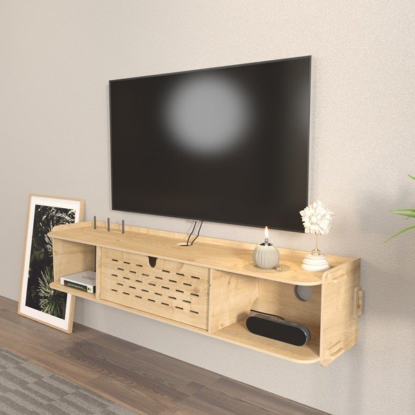 Comodă TV cu aspect de lemn de stejar 116,5x19,5 cm Sima – Kalune Design-image-4