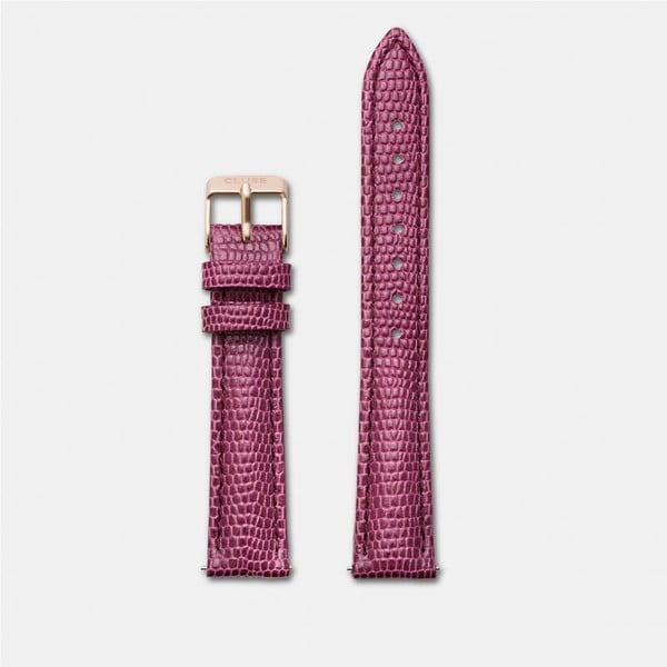 Curea din piele cu detalii roz - aurii pentru ceasul Cluse La Bohème Lizard, roz