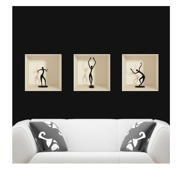 Set 3 autocolante cu efect 3D Ambiance Dancing Figures