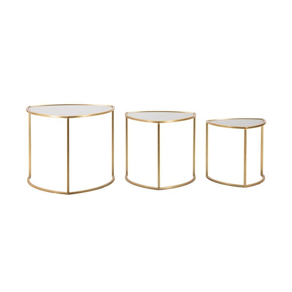Măsuțe de cafea aurii rotunde cu blat din sticlă 3 buc. ø 60 cm Triangle – Mauro Ferretti