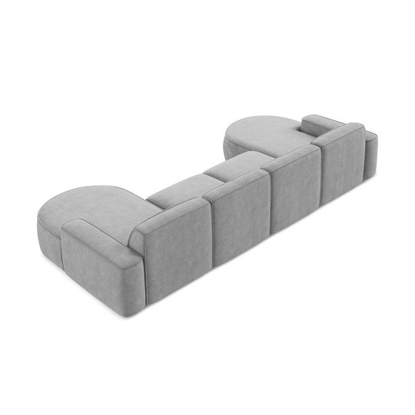 Colțar gri deschis cu tapițerie din chenille (în formă de "U") Omao – Makamii-image-3