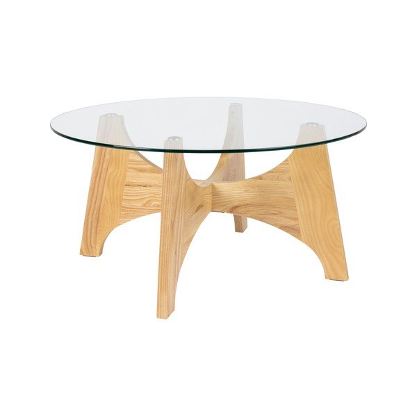 Măsuță de cafea în culoare naturală rotundă cu blat din sticlă ø 80 cm Kobe – Zuiver