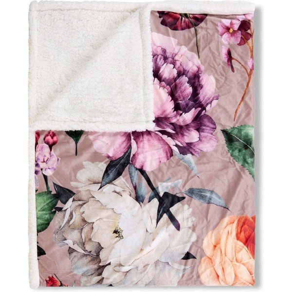 Pătură reversibilă Descanso Fiori, 130 x 160 cm, bej-image-3