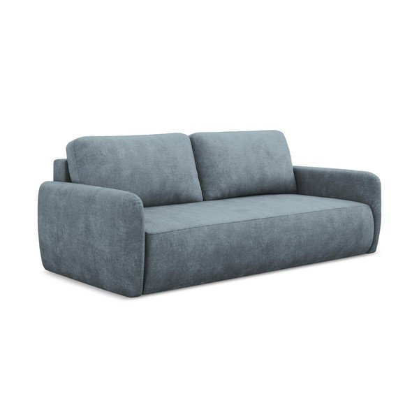 Canapea albastru prăfuit extensibilă/cu spațiu de depozitare cu tapițerie din chenille 218 cm Lilo – Makamii-image-1