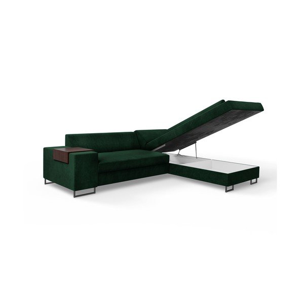 Canapea extensibilă cu șezlong pe partea dreaptă Cosmopolitan Design San Diego, verde-image-4