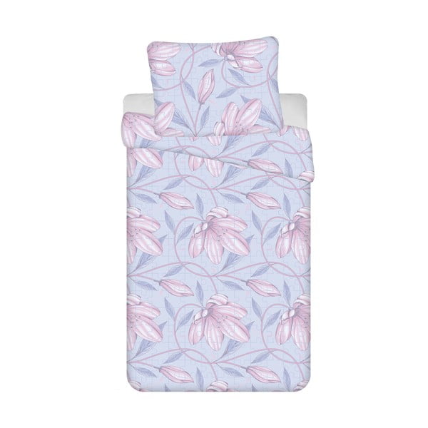 Lenjerie de pat albastru-deschis-roz din țesătură crep pentru pat de o persoană 140x200 cm Orona – Jerry Fabrics
