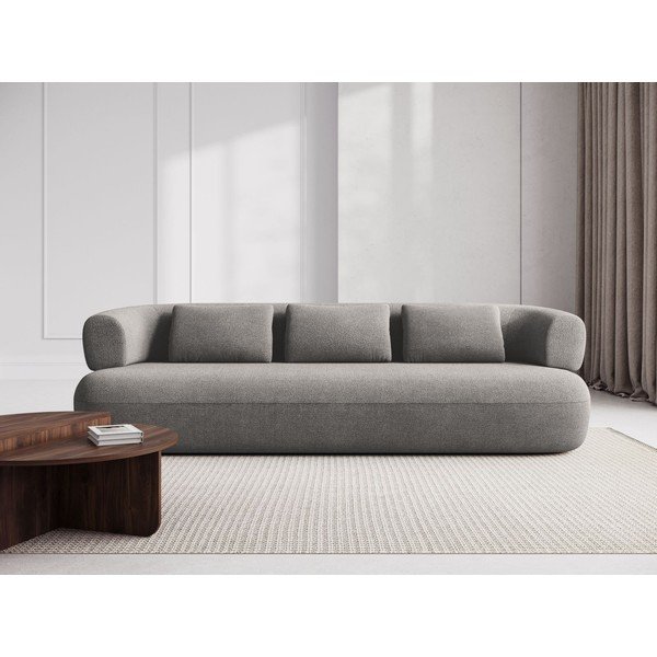 Canapea gri deschis cu tapițerie din țesătură bouclé 200 cm Jenny – Micadoni -image-1