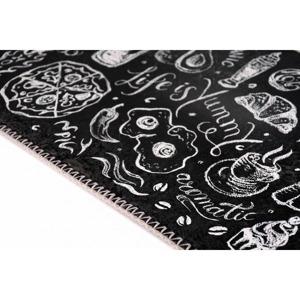 Covor tip traversă negru lavabil 80x200 cm Life Is Yummy – Vitaus-image-2