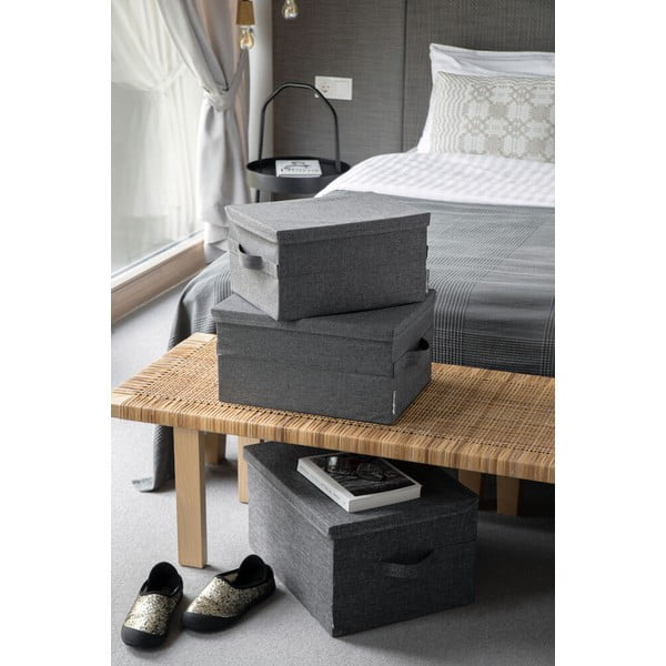 Cutie de depozitare gri din material textil cu capac 35x26x19 cm Soft Storage – Bigso-image-4