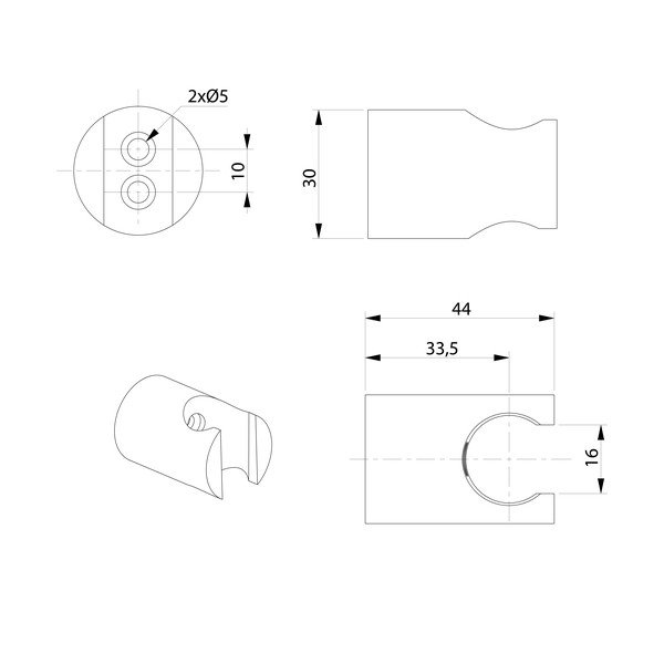 Suport pentru capul de duș auriu din alamă ø 3 cm – Sapho-image-1