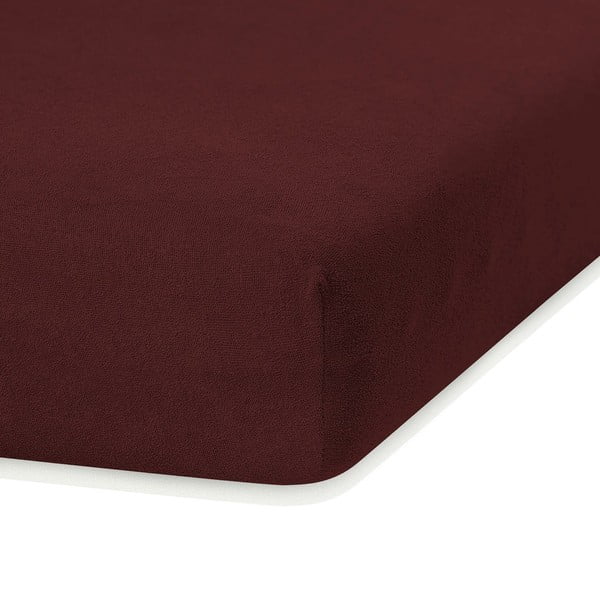 Cearceaf maro din frotir cu elastic 180x200 cm Ruby – Restilo-image-1
