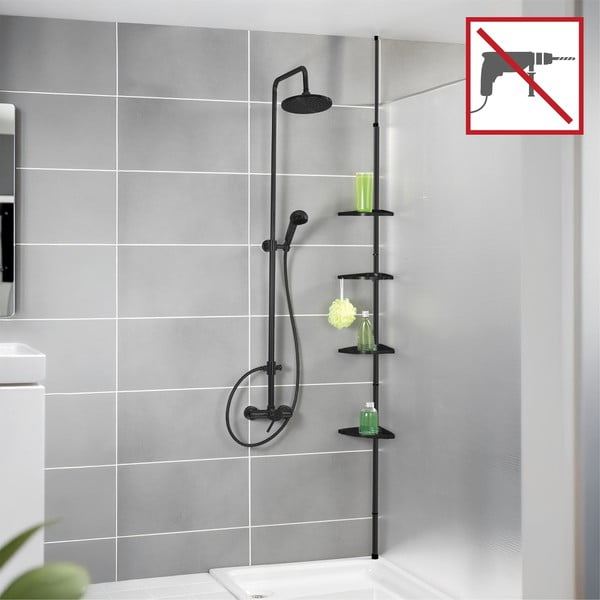 Raft pentru baie negru telescopic, pentru colț din plastic Compact – Wenko-image-4