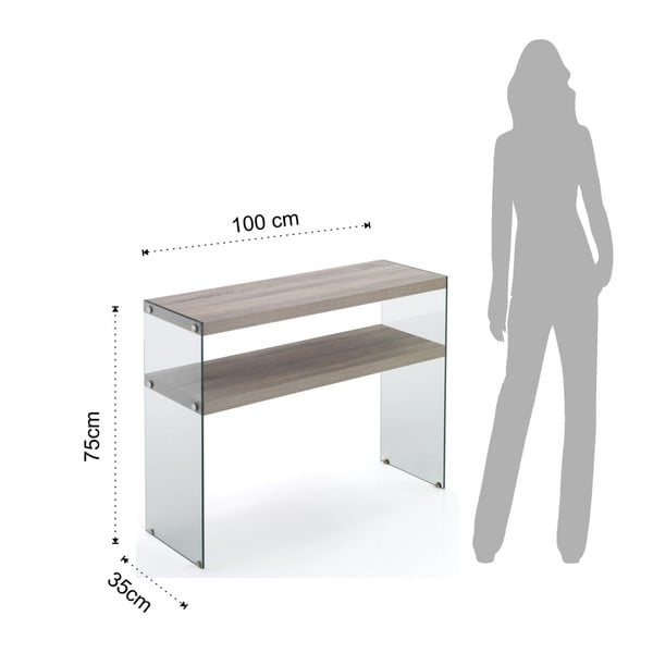 Masă consolă în culoare naturală cu blat cu aspect de lemn de stejar 35x100 cm Nancy – Tomasucci-image-1