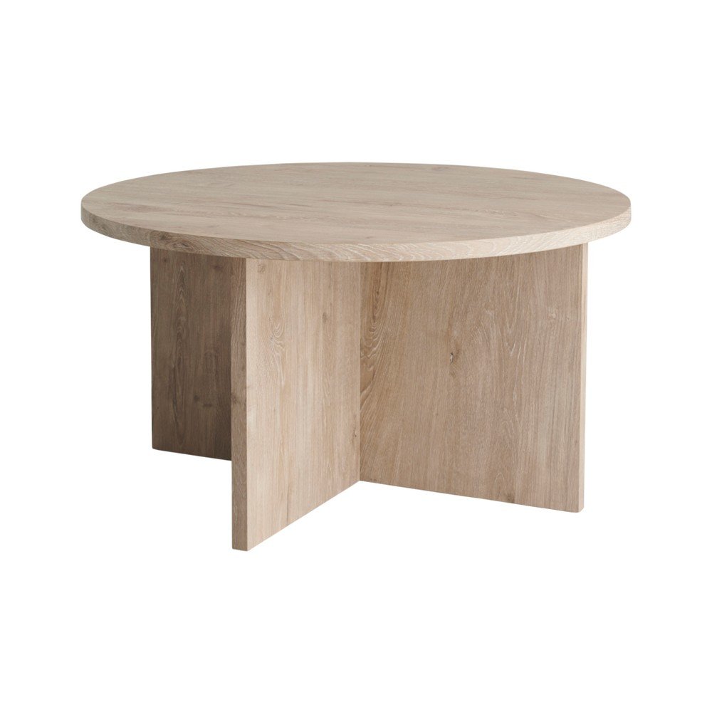 Măsuță de cafea în culoare naturală deschisă rotundă din MDF ø 85 cm Poppy – Ellos Home