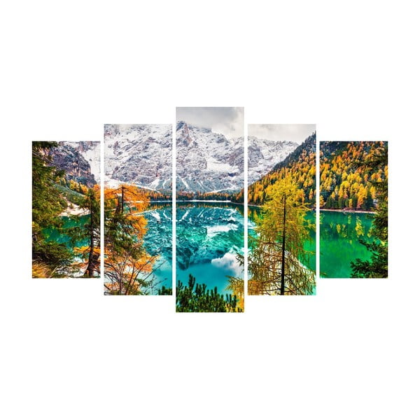 Tablou din mai multe piese pe pânză Mountain Landscape with Lake