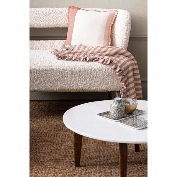 Măsuță de cafea albă/în culoare naturală cu blat din marmură 50x70 cm Sylvester – Bizzotto-image-1
