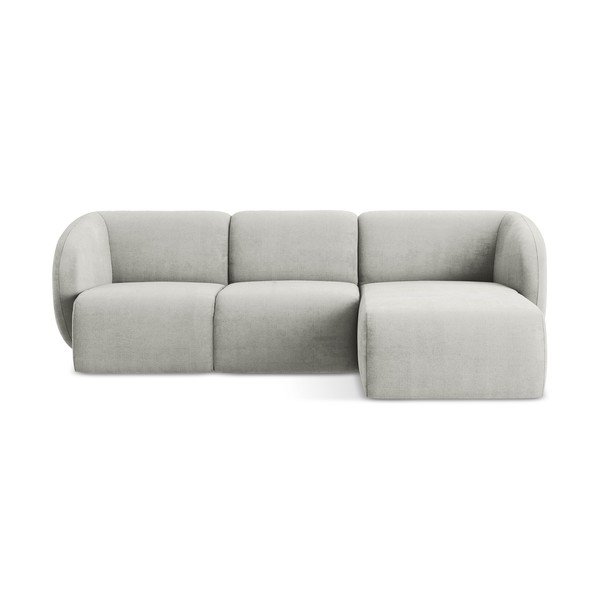 Colțar gri deschis cu tapițerie din chenille (cu colț pe partea dreaptă/cu șezlong) Lani – Makamii