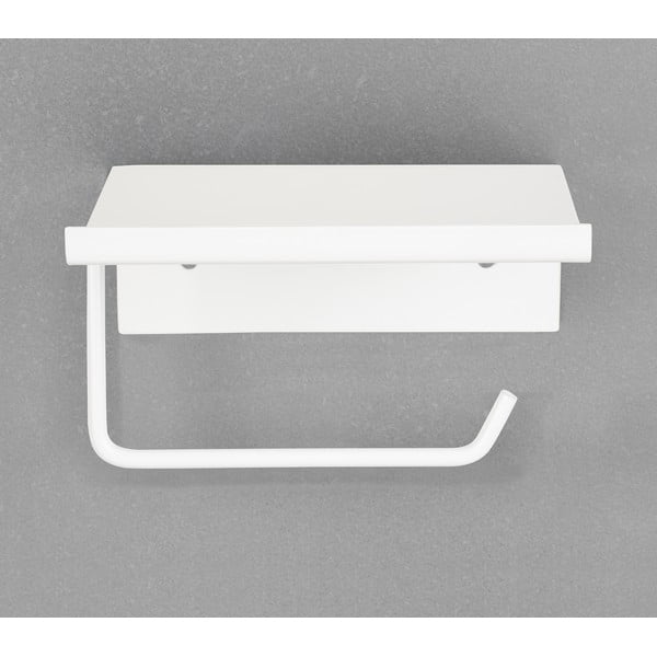 Suport pentru hârtie igienică alb autoadeziv/cu raft din metal Desulo – Wenko-image-4