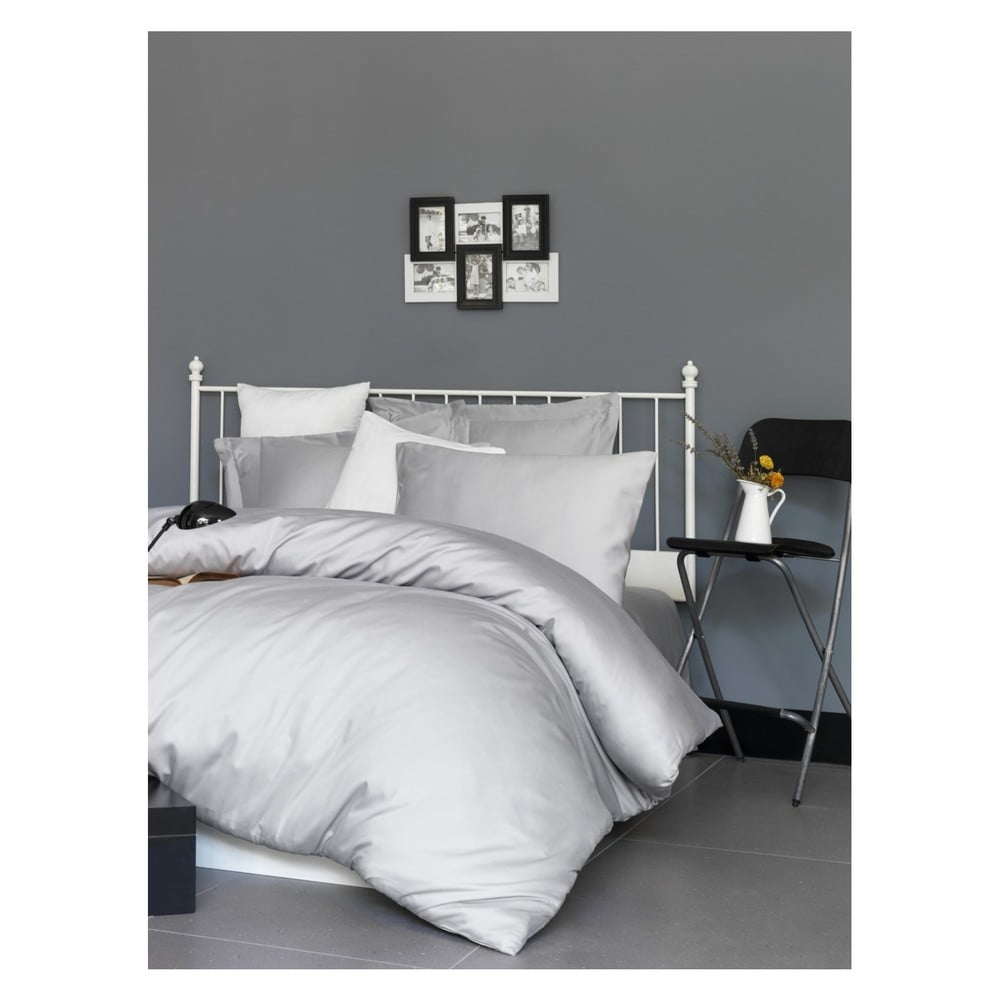 Lenjerie de pat din bumbac satinat, pentru pat dublu Mijolnir De Light, 200 x 220 cm