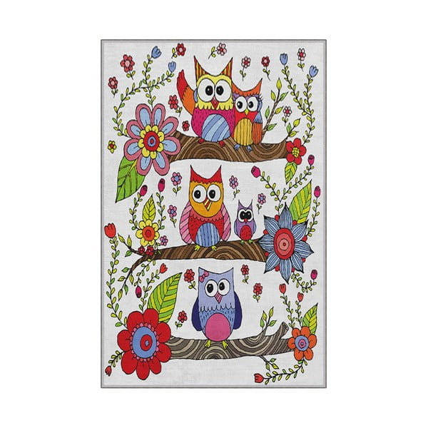 Covor antiderapant pentru copii Conceptum Hypnose Owls, 100 x 200 cm