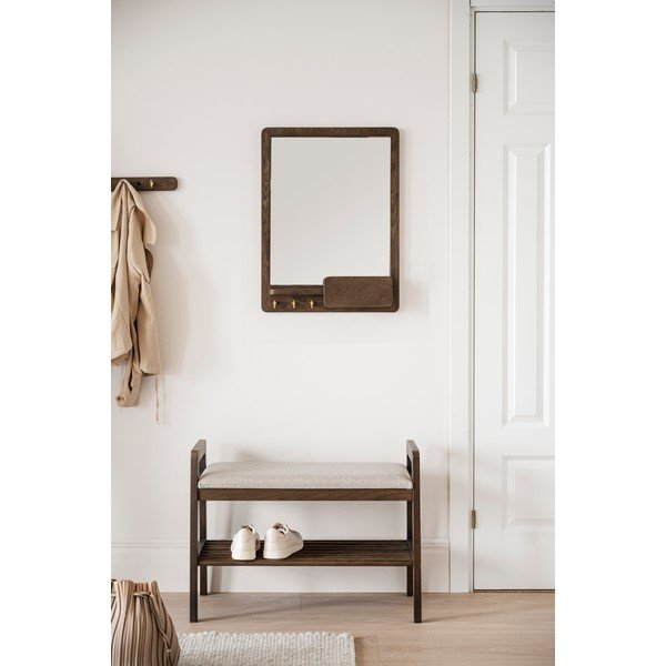 Oglindă de perete cu raft și ramă din lemn 45x60 cm Inverness - Rowico-image-1