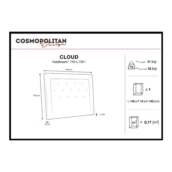 Tăblie pat Cosmopolitan Cloud, lățime 140 cm, mov liliac-image-4