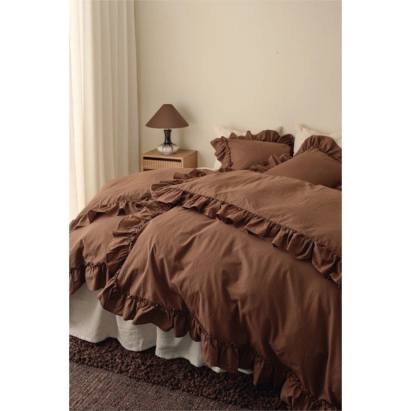 Lenjerie de pat maro din bumbac organic pentru pat de o persoană 150x200 cm Juliette – Ellos Home-image-1