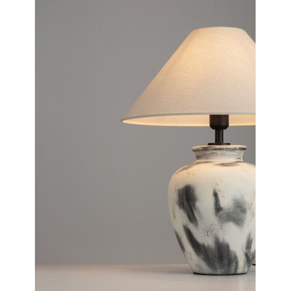 Veioză albă/gri din ceramică cu abajur textil (înălțime 55 cm) Lupe – Nova Luce-image-4