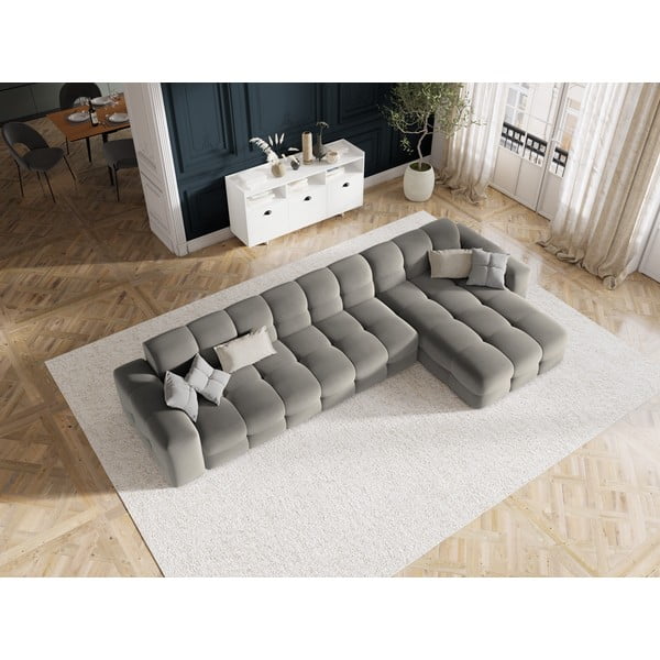 Colțar gri cu tapițerie din catifea (pe partea dreaptă) Kendal – Micadoni Home-image-1