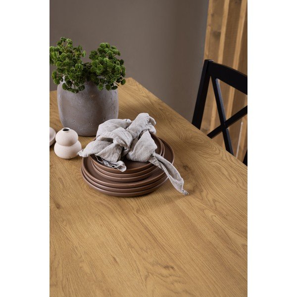 Masă de dining cu blat cu aspect de lemn de stejar 80x120 cm Peru – Actona-image-3