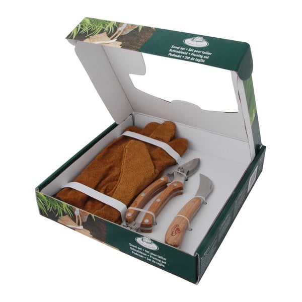 Set unelte de grădinărit, cuțit altoire și mănuși din piele Esschert Design Smooth