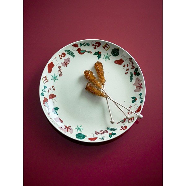 Farfurie crem pentru servire din gresie ø 28 cm  cu model de Crăciun Yule – Bloomingville-image-2