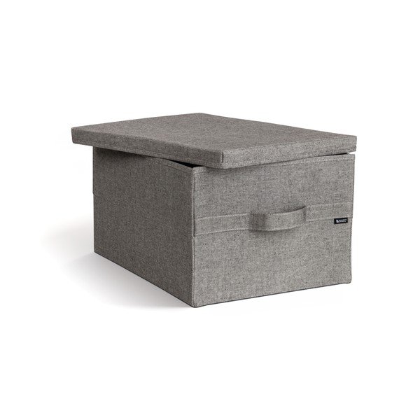 Cutie de depozitare gri din material textil cu capac 36x46x25 cm Soft Storage Large – Bigso-image-3