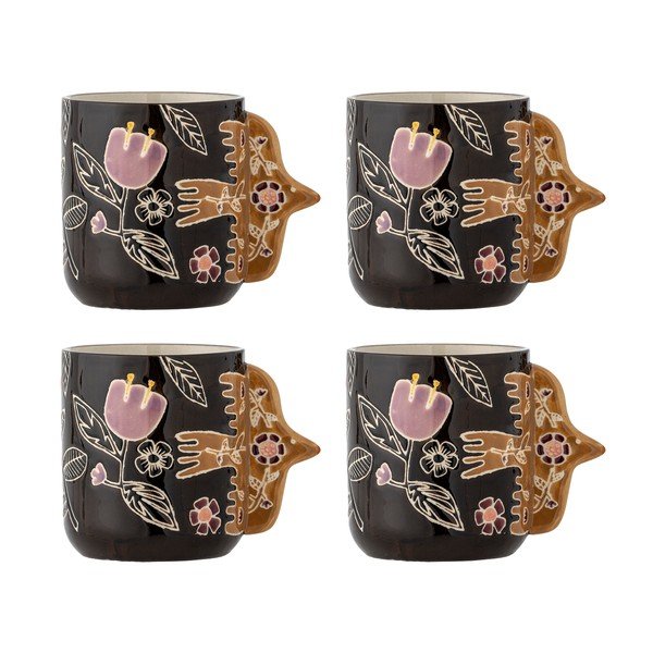 Cești maro închis 4 buc. pentru latte din gresie ceramică 325 ml Vivielle – Bloomingville