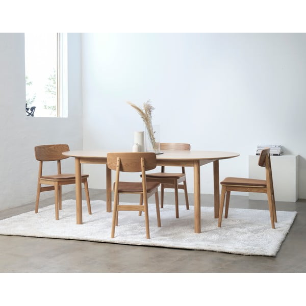 Masă de dining în culoare naturală extensibilă cu blat cu aspect de lemn de stejar 100x190 cm Gallina – Unique Furniture-image-3