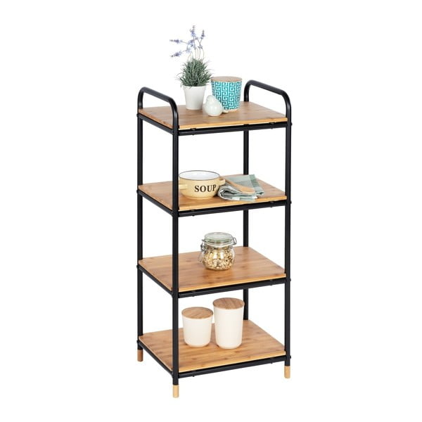 Etajeră de baie neagră/în culoare naturală din metal 42x94,5 cm Loft – Wenko-image-3