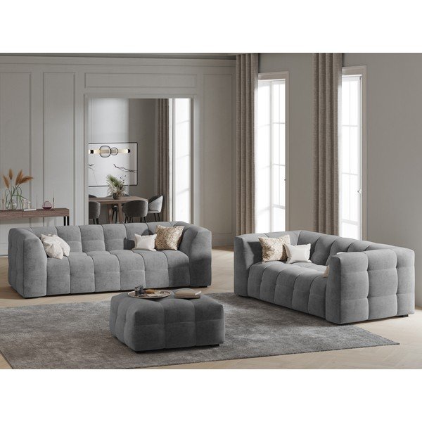 Puf cu tapițerie din catifea Windsor & Co Sofas Vesta, gri-image-1