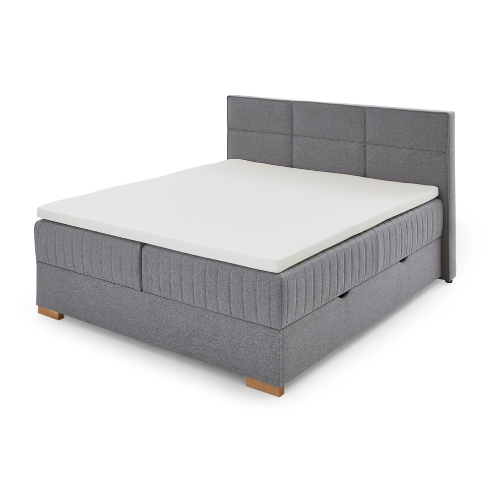 Pat boxspring gri cu spațiu de depozitare 180x200 cm Tambo – Meise Möbel