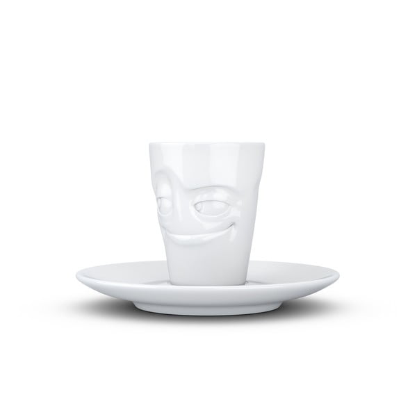 Ceașcă din porțelan cu farfurie pentru espresso, zâmbet 58products, alb-image-4