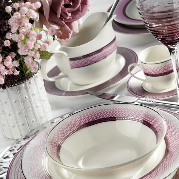 Set veselă din porțelan Kutahya Rose, 59 piese-image-1